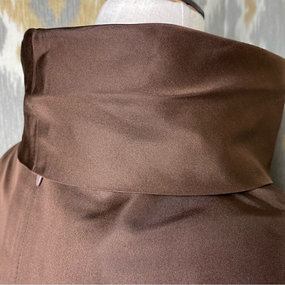 Ralph Lauren Fall Runway Collection Chocolate Brown Silk Funnel Neck Dress - Picture 16 of 16